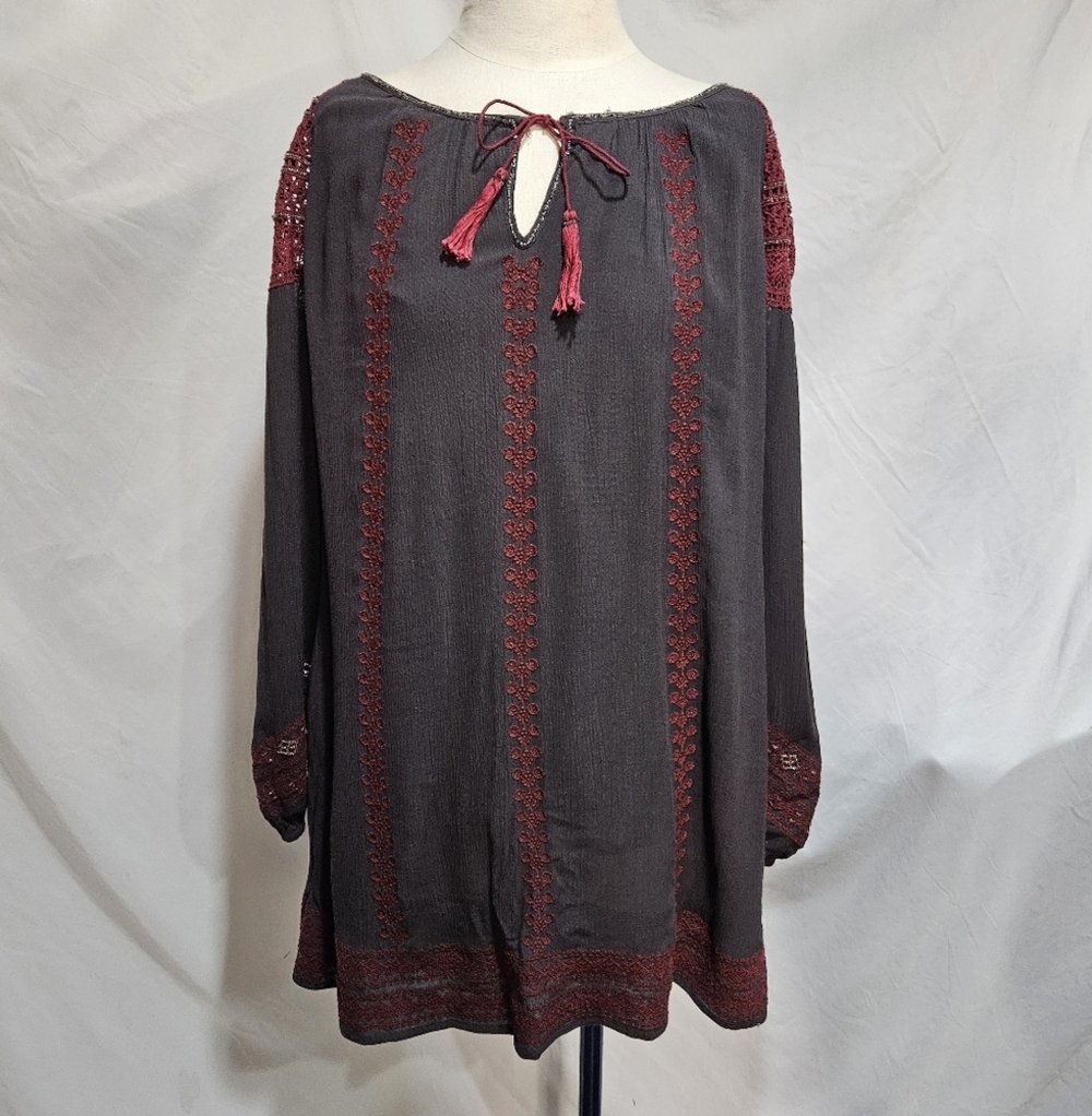 Free People Oversized Boho Crochet Lace Tunic Dress Medium GB975119105